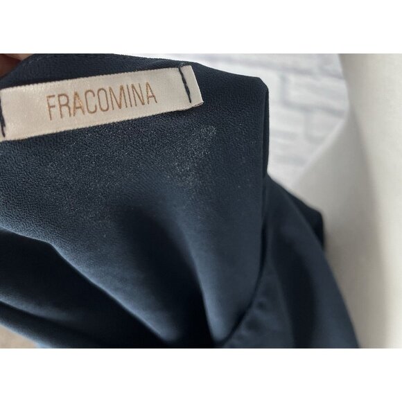 FRACOMINA Women's Navy Crop/Tie Back Flare Sleeve Blouse - Picture 4 of 6